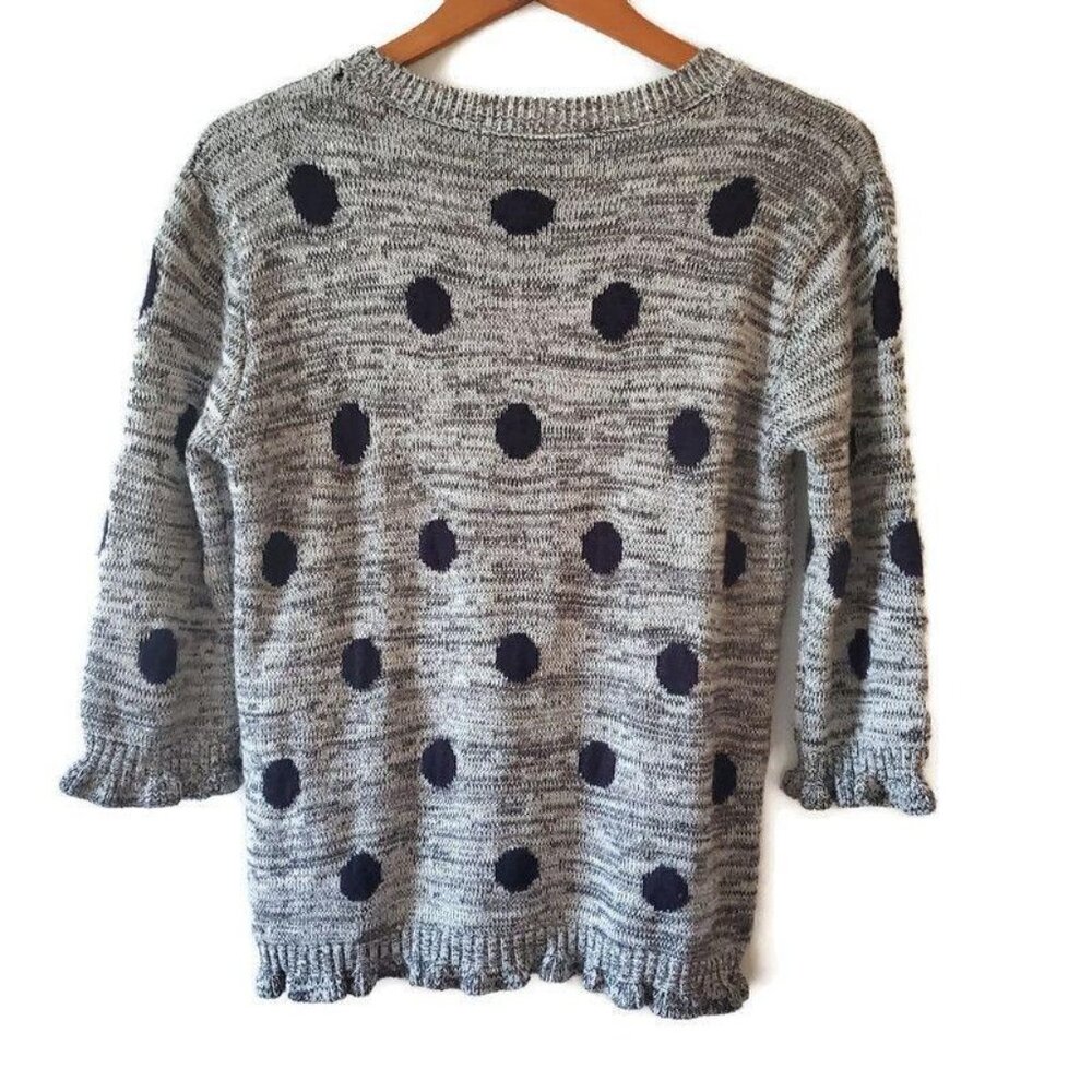 COZY Casual Women's Polka Dot 3/4 Sleeve Knit Gray Pullover Sweater Size M/L - Picture 3 of 10